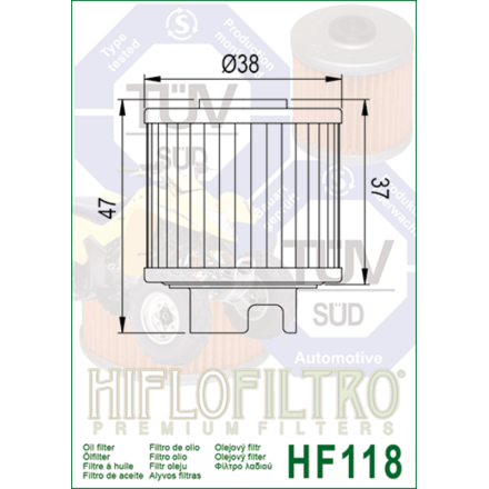 FILTRO OLIO HIFLO HF118 PER HONDA ATC 125 / TRX 125 (1986-1988)