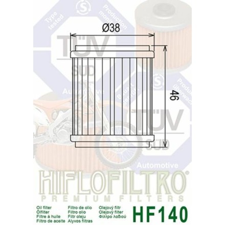 FILTRO OLIO HIFLO HF140 PER GAS GAS 250 PER WR F XT 250 YZ F PER Marathon 450