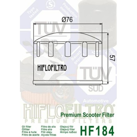 FILTRO OLIO HIFLO HF184 Atlantic 500 Scarabeo Fuoco Nexus Geopolis Spidermax X9