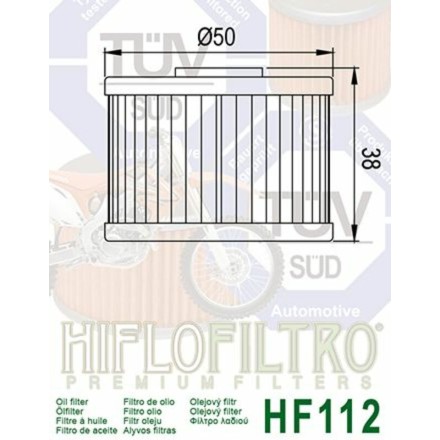 FILTRO OLIO HIFLO HF112 PER ADLY PER GASGAS PER HONDA PER KAWASAKI PER POLARIS