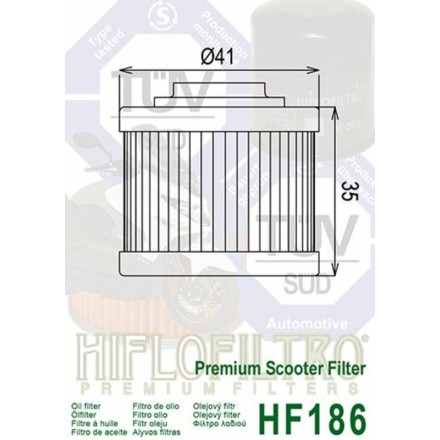 FILTRO OLIO HIFLO HF186 PER APRILIA SCARABEO NET 125 Light / 200 4T (2007-2015)