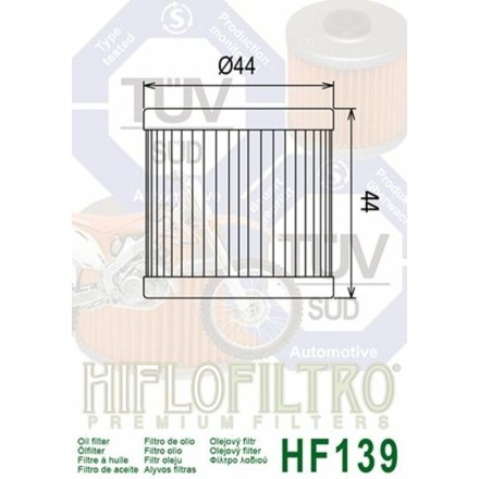 FILTRO OLIO HIFLO HF139 PER KAWASAKI KLX 400 DR-Z E LT Z Quadsport	DVX 400