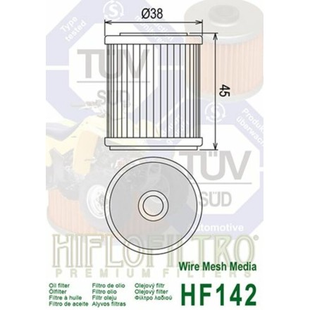 FILTRO OLIO HIFLO HF142 PER TM EN 250 F SMX 4T PER YAMAHA WR F YZ YFM Raptor	350