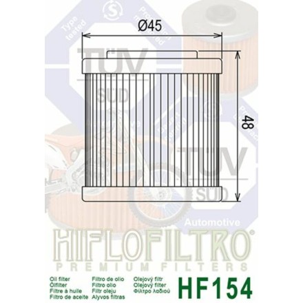 FILTRO OLIO HIFLO HF154 PER HUSQVARNA SM R	250 TE 410 QM 450 510 610 (--2010)
