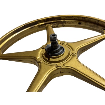 CERCHIO RUOTA ANTERIORE DORATO CICLOMOTORE ORIGINALE PEUGEOT 105 E 1985