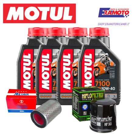 KIT TAGLIANDO MOTUL 7100 10W40 + FILTRI OLIO E ARIA PER HONDA HORNET 600 98-06
