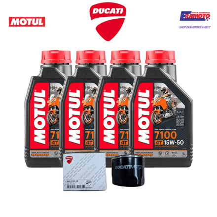 KIT TAGLIANDO MOTUL 7100 15W50+FILTRO OLIO ORIGINALE PER DUCATI (VEDERE DESCRIZIONE PER APPLICAZIONI)