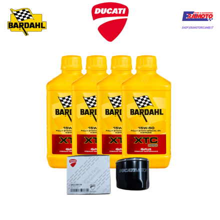 KIT TAGLIANDO BARDAHL XTC 60 15W50+FILTRO OLIO ORIGINALE PER DUCATI (VEDERE DESCRIZIONE PER APPLICAZIONI)