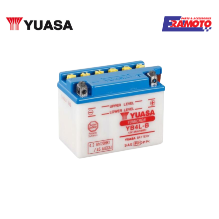 BATTERIA YUASA YB4L-B ATTIVATA PER HONDA/PIAGGIO/YAMAHA/KTM/KAWASAKI/SUZUKI/BENELLI/APRILIA/MBK/HUSQVARNA/GILERA/DERBI