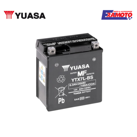 BATTERIA YUASA YTX7L-BS ATTIVATA PER HONDA/PIAGGIO/YAMAHA/KAWASAKI/SUZUKI/BENELLI/SYM/APRILIA/DERBI/BETAMOTOR/GARELLI/ MALAGUTI