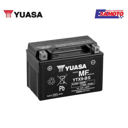 BATTERIA YUASA YTX9-BS ATTIVATA PER  HONDA/ PIAGGIO/YAMAHA/KYMCO/BMW/KTM/KAWASAKI/SUZUKI/BENELLI/SYM/TRIUMPH/ APRILIA