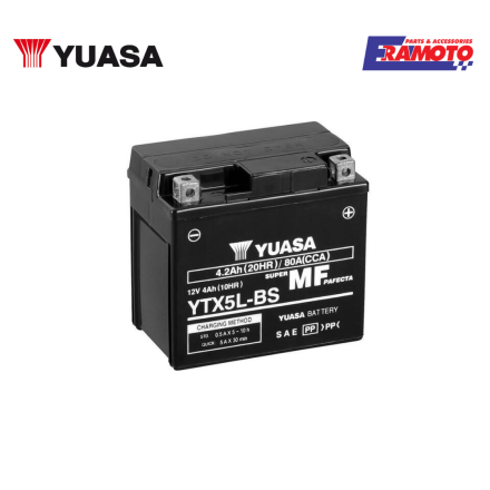 BATTERIA YUASA YTX5L-BS ATTIVATA PER HONDA/PIAGGIO/YAMAHA/KYMCO/KTM/KAWASAKI/SUZUKI/BENELLI/APRILIA/HUSQVARNA/GILERA