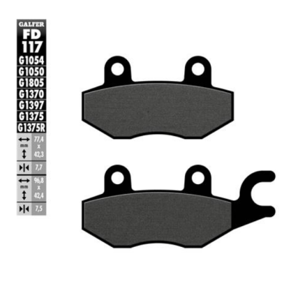 GALFER PASTIGLIE FRENO PER AEON, YAMAHA, TRIUMPH, SUZUKI, KAWASAKI, DAELIM, E-TON, CAGIVA, BRIXTON