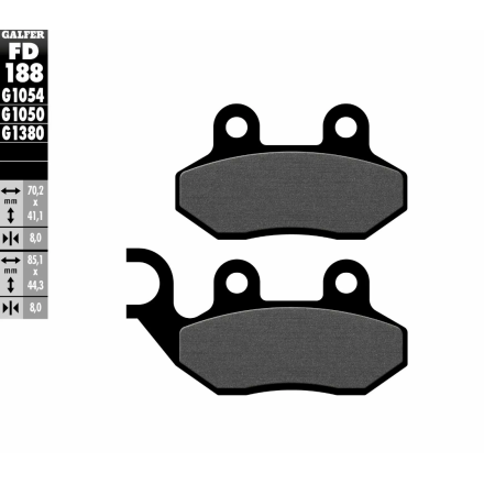 GALFER PASTIGLIE FRENO PER ADIVA, SYM, PGO, PEUGEOT, CAGIVA, GARELLI, KEEWAY