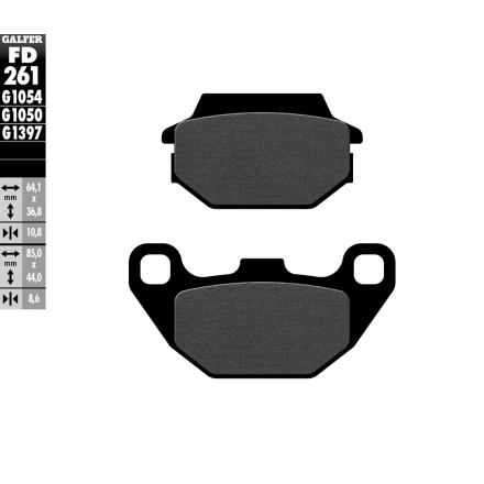 GALFER PASTIGLIE FRENO POSTERIORI PER KYMCO PEOPLE/SUPER 8/MXU/AGILITY/MXER, PER SYM JOYRIDE