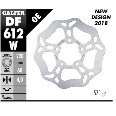 GALFER DISCO FRENO WAVE 220x4mm POSTERIORE PER APRILIA Atlantic 500 Leonardo Scarabeo /vedere descrizione) Sprint 2005