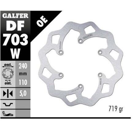 GALFER DISCO FRENO WAVE 240x5mm POSTERIORE PER APRILIA/benelli/bmw/husqvarna/ktm