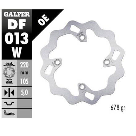 GALFER DISCO FRENO WAVE 220x5mm POSTERIORE PER HONDA/PEUGEOT/TRIUMPH HONDA 4 WHEELS