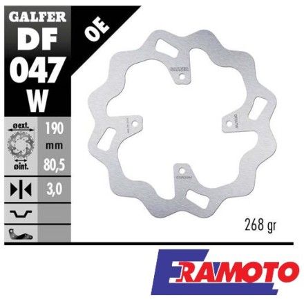 GALFER DISCO FRENO WAVE 190x3mm POSTERIORE PER HONDA CRF 150 R / R2 2007-2023 / CR 80 R 85