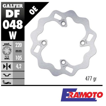 GALFER DISCO FRENO WAVE 220x4mm POSTERIORE PER HONDA CBR 125 R, XR 250,  PER KAWASAKI/SUZUKI 4 WHEELS