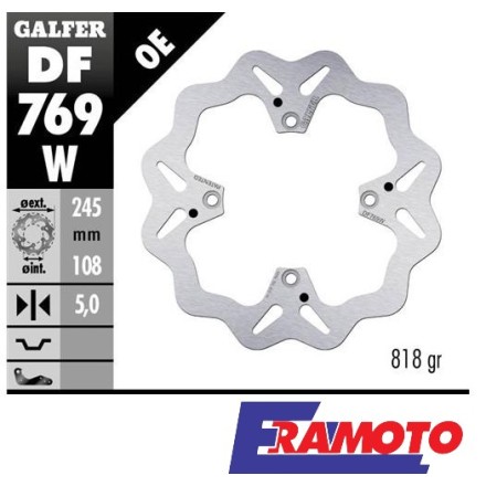 GALFER DISCO FRENO WAVE 245x5mm POSTERIORE PER DUCATI Monster S4R-S/MULTISTRADA 1000 1100/ 848/HYPERMOTARD 1100