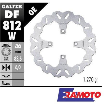GALFER DISCO FRENO WAVE 265x6mm POSTERIORE PER DUCATI DIAVEL 1200/1260/X-DIAVEL/ MULTISTRADA 1200 ENDURO/ STREETFIGHTER V4