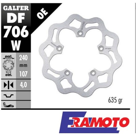 GALFER DISCO FRENO WAVE 240x4mm POSTERIORE PER DUCATI SUPERBIKE 749/999 ("03-06) / DESMOSEDICI RR 989