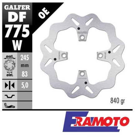 GALFER DISCO FRENO WAVE 245x5mm POSTERIORE PER DUCATI Monster S4R-S/MULTISTRADA 1000 1100/ 848/HYPERMOTARD 1100