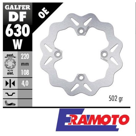 GALFER DISCO FRENO WAVE 220x4mm POSTERIORE PER DUCATI SBK 748/916/998/996 "94-04