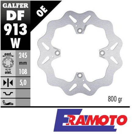 GALFER DISCO FRENO WAVE 245x5mm POSTERIORE PER DUCATI HYPERMOTARD 821/393 STREETFIGHTER V2 MONSTER 1100
