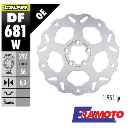 GALFER DISCO FRENO WAVE 292x5mm POSTERIORE PER HARLEY DAVIDSON 1340 1687 1753 1868 1687 1450  1690 1802 1200 883
