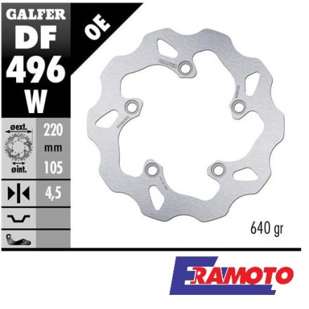 GALFER DISCO FRENO WAVE 220x4.5mm POSTERIORE PER YAMAHA YZF-R1 2004 - 2015 / R6 03-23 / MT10 