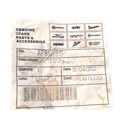 AP8102819 RUBINETTO BENZINA CARBURANTE ORIGINALE APRILIA RS 125 /TUONO 1999-2005