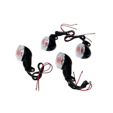 SET 4 FRECCE ANTERIORI + POSTERIORI PER DERBI PER YAMAHA PER KAWASAKI PER SHERCO PER MBK (VEDERE DESCRIZIONE PER APPLICAZIONI))