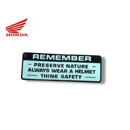 87560-323-670ZA ADESIVO "REMEMBER" VERDE ORIGINALE HONDA CB 350 500 750 CUB 50 