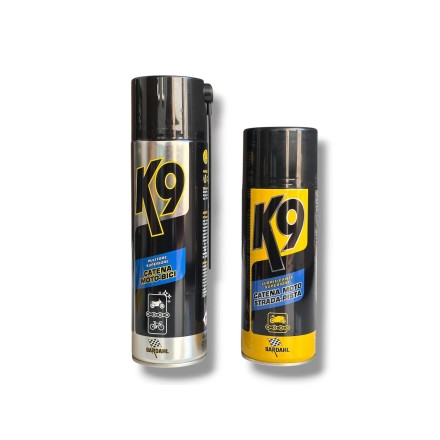 ORIGINALE BARDAHL KIT K9 PULITORE SPRAY + GRASSO + SPAZZOLA CATENA MOTO STRADA-PISTA