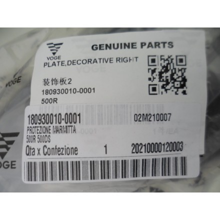 VOGE VALICO 500 DS/DSX Protezione Marmitta Cover Scarico Calore 180930010-0001