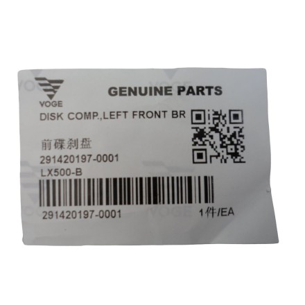 291420197-0001 x1 DISCO FRENO RUOTA ANTERIORE ORIGINALE VOGE VALICO 500 DS